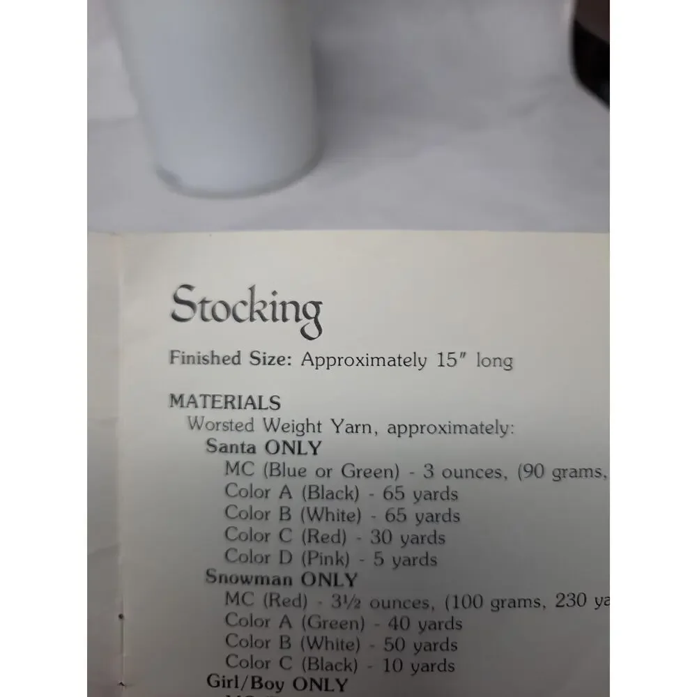 1989 Leisure Arts Crochet Leaflet The Night Before Christmas 4 Stockings